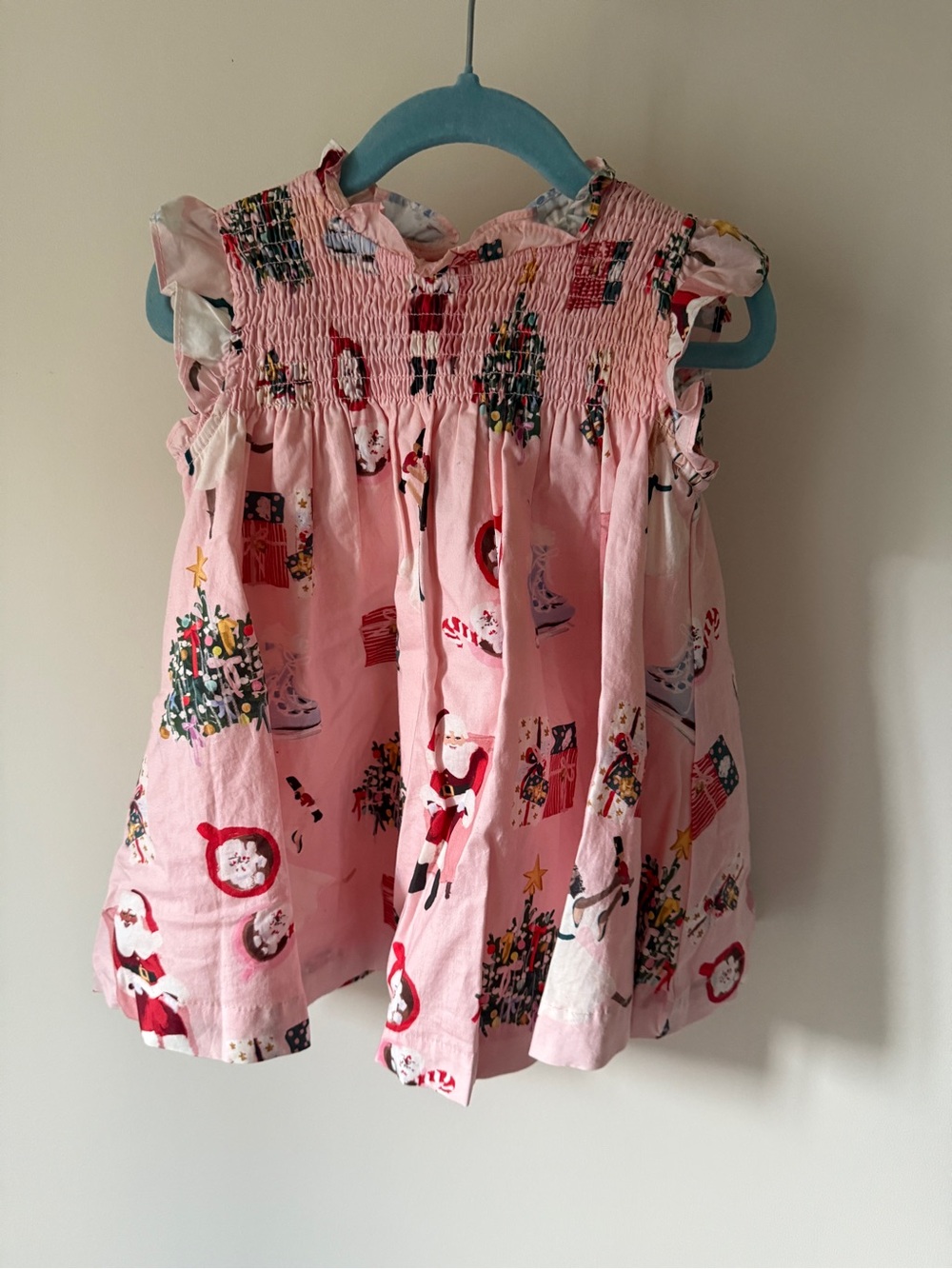 Pink Chicken Girls Christmas Pink Smocked Dress